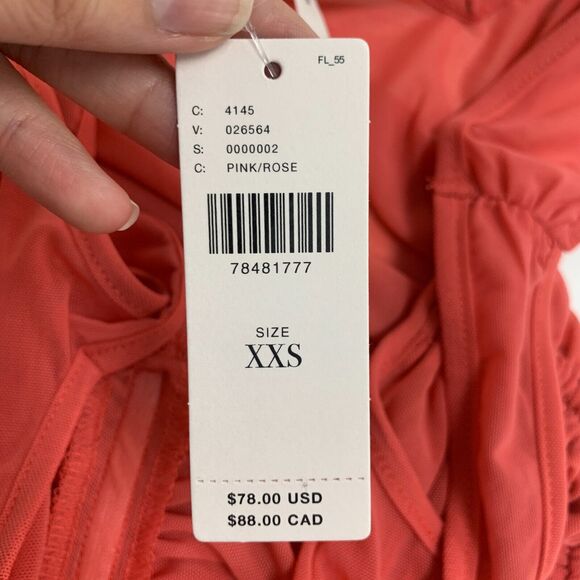 Anthropologie Sheer Mesh Cover Up Dress Womens 2XS Rose Knit Column Ruched Tie - Picture 6 of 16